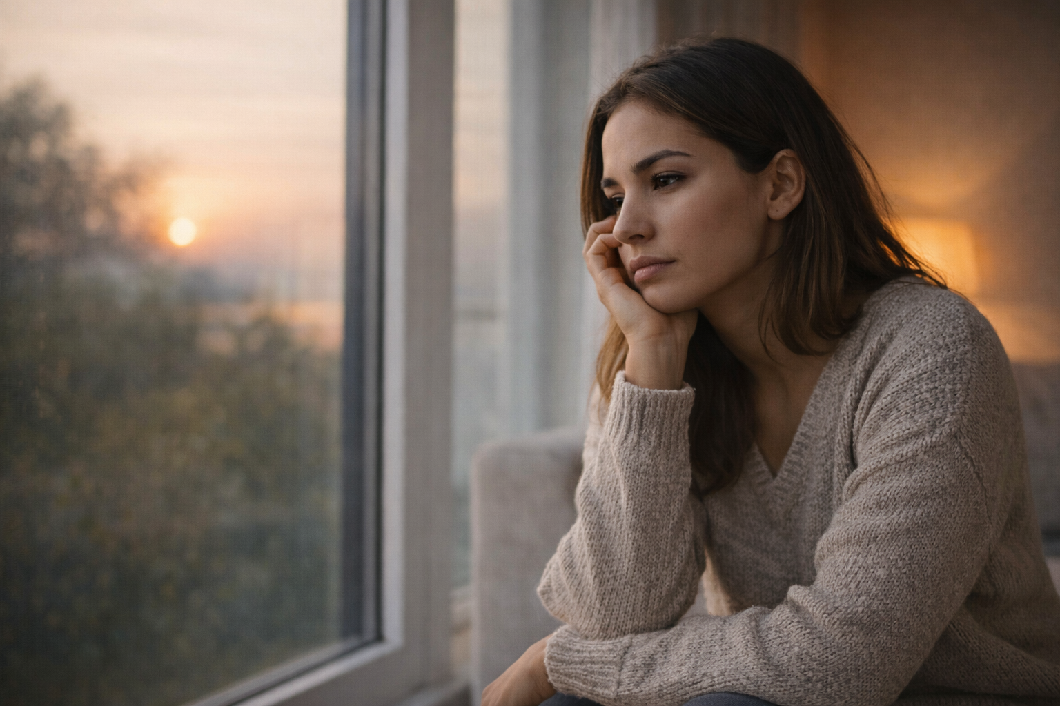 Femme réfléchissant aux erreurs de réaction face à la distance émotionnelle en amour.