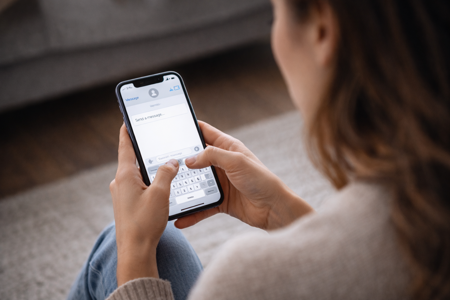 Femme hésitant à envoyer un message après plusieurs jours de silence