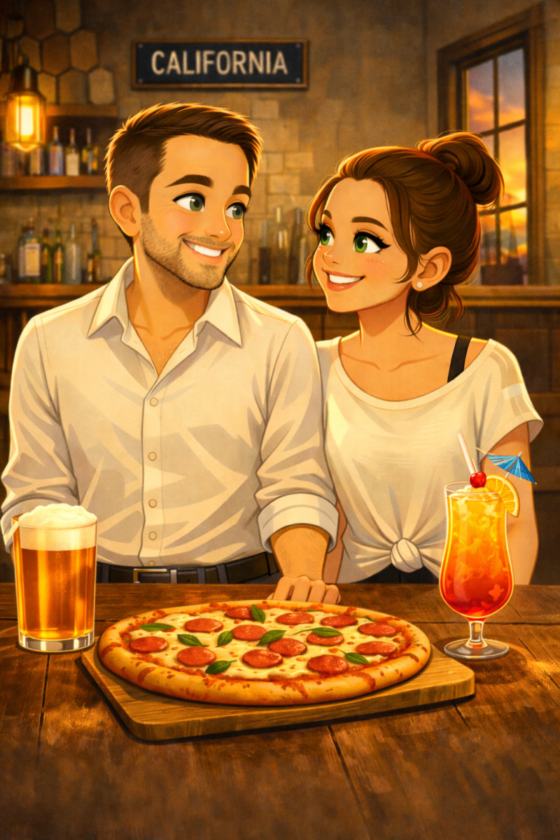 Pascal et Marie-Claude partageant un moment complice autour d’une pizza, symbole des plaisirs simples et de la complicité au quotidien.