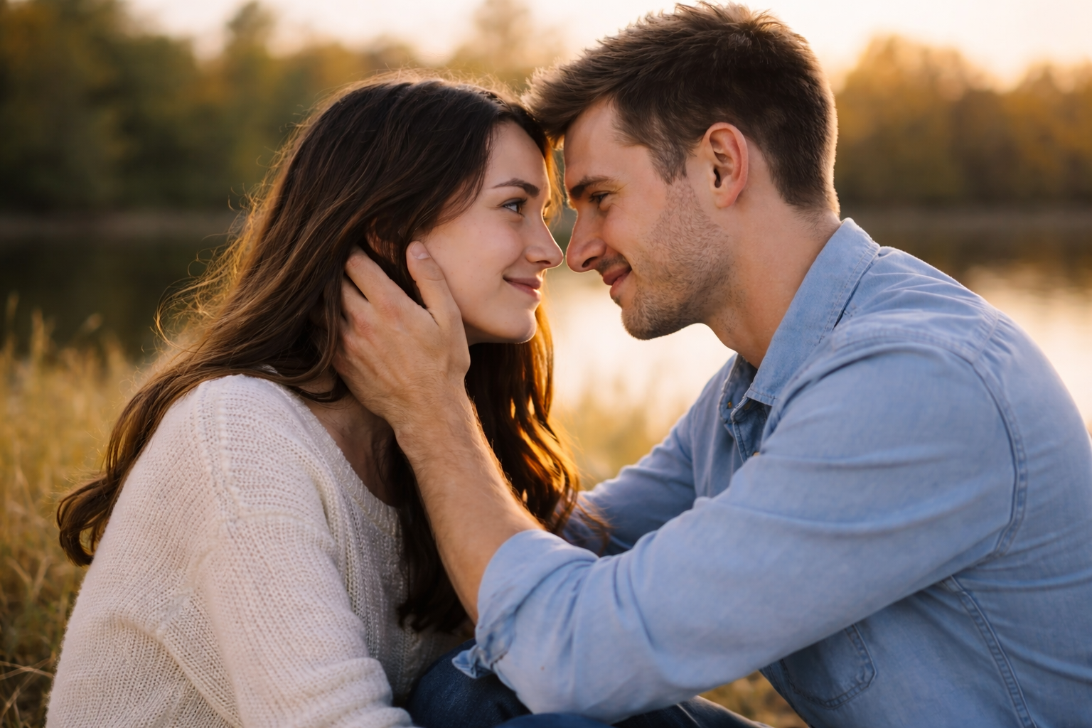 Regard tendre entre un homme et une femme montrant un attachement amoureux