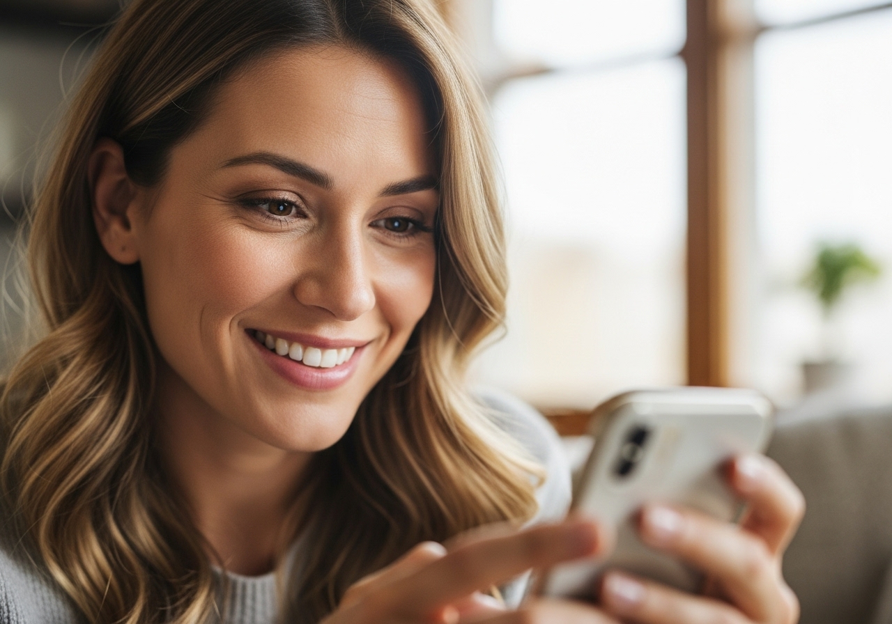 Sourire en lisant un message, signe d’un intérêt mutuel